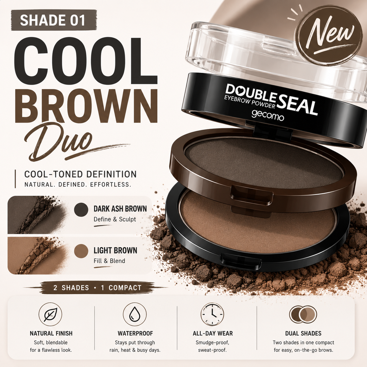 🥳2026 HOT SALE-50,000+ SOLD!💥 Instant adjustable eyebrow stampTwo-colour brow powder, waterproof & smudge-proof-Natural, full brows in seconds