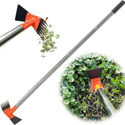 2-in-1 Garden Hoe & Weed Puller – Heavy-Duty Spring Steel Rake Head for No-Bend Weeding & Lawn Care