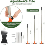 2-in-1 Garden Hoe & Weed Puller – Heavy-Duty Spring Steel Rake Head for No-Bend Weeding & Lawn Care