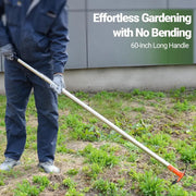 2-in-1 Garden Hoe & Weed Puller – Heavy-Duty Spring Steel Rake Head for No-Bend Weeding & Lawn Care