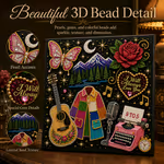 🎤 Premium 3D Pearl Dolly Country Music Tribute Art Kit | Luxury Flocked Canvas with Scratch-Resistant Non-Fading Acrylic Resin Pearls & Faceted Drills DIY Keepsake Decor 💎✨