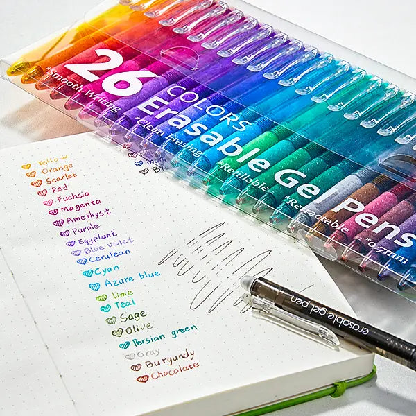 26 Pack Erasable Gel Pens, Retractable Fine Point Clicker Pens in 15/26 Assorted Colors, Smooth Writing and Easy to Use for Students, Teachers and Artists, Drawing Writing Planner and Crossword Puzzles,magical pen,gift,Colorful Crafts