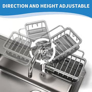 Kitchen Sink Faucet Sponge Holder – Space Aluminum, Rustproof, Fast-Drain, Hook Design