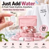 30-Pack Disposable Compressed Towels – Soft. Absorbent & Travel-Friendly