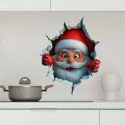 💥🎁"Santa's Breaking In!" 🎅🏿🎅2D Creative Christmas Santa Wall Stickers