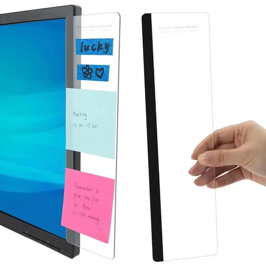 Monitor Memo Board, 2 Counts Computer Message Board, Clear Sticky Note Holder, Desktop Message Office Decor, Desk Organizer, Office Supplies for Women & Men, Office Desk Accessories