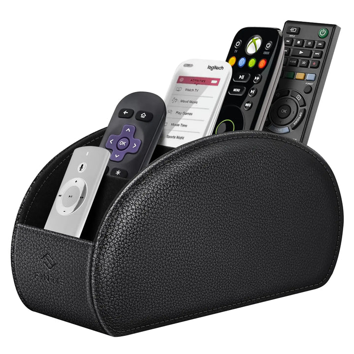 Fintie 5-Compartment Vegan Leather Remote Control Holder - Desk Organizer, Office Accessories, Media Controller Storage for Home & Office Use