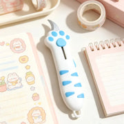 Cute Cat Claw Craft Knife, Creative Unboxing Tool, Stainless Steel Blade, Office Cutting Supply, Ideal for Home Office School, Perfect Gift, angel cat, black cat look, Open package, outie kitty cats, squishy cat