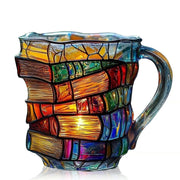 📚 3D Painted Book Mug – Unique Glass Coffee Cup for Readers & Book Lovers🍵