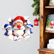 💥🎁"Santa's Breaking In!" 🎅🏿🎅2D Creative Christmas Santa Wall Stickers