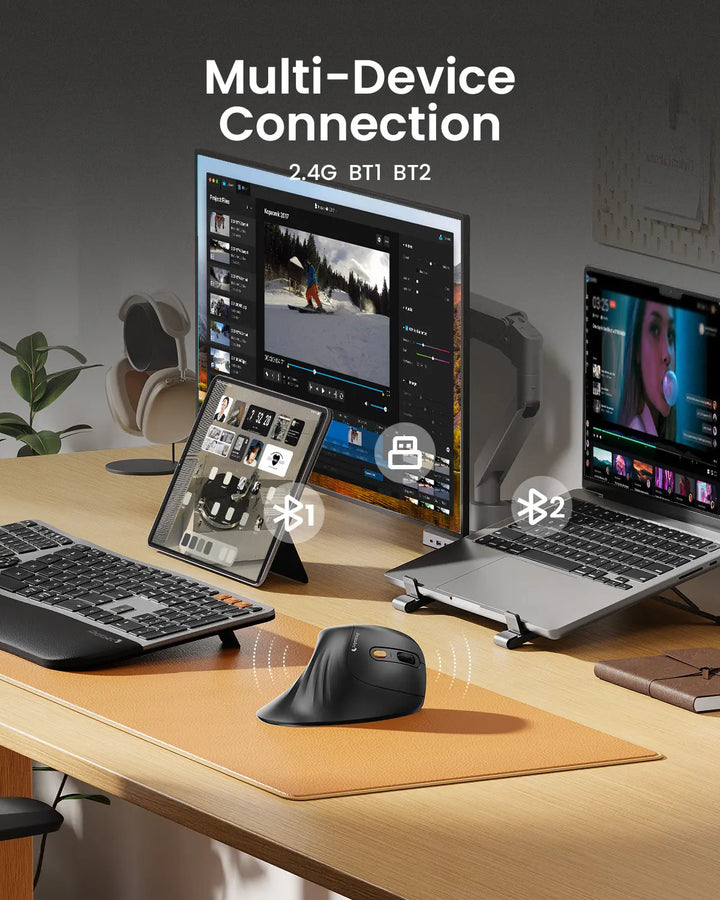 ProtoArc Ergonomic Bluetooth Vertical Mouse, EM11 NL Wireless Rechargeable Optical Mice, Computer Gaming Mouse with 3 Multi-Device, 3 Level Adjustable DPI, TikTokShopBlackFriday, TikTokShopCyberMonday,summerwins
