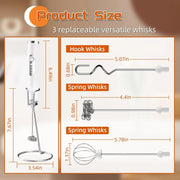 Cordless Rechargeable Handheld Milk Frother, Electric 3-Speed Wand with 3 Detachable Stainless Steel Whisks, Kitchen Mixer for Latte, Cappuccino, Matcha, Cordless Milk Frother