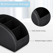 Fintie 5-Compartment Vegan Leather Remote Control Holder - Desk Organizer, Office Accessories, Media Controller Storage for Home & Office Use