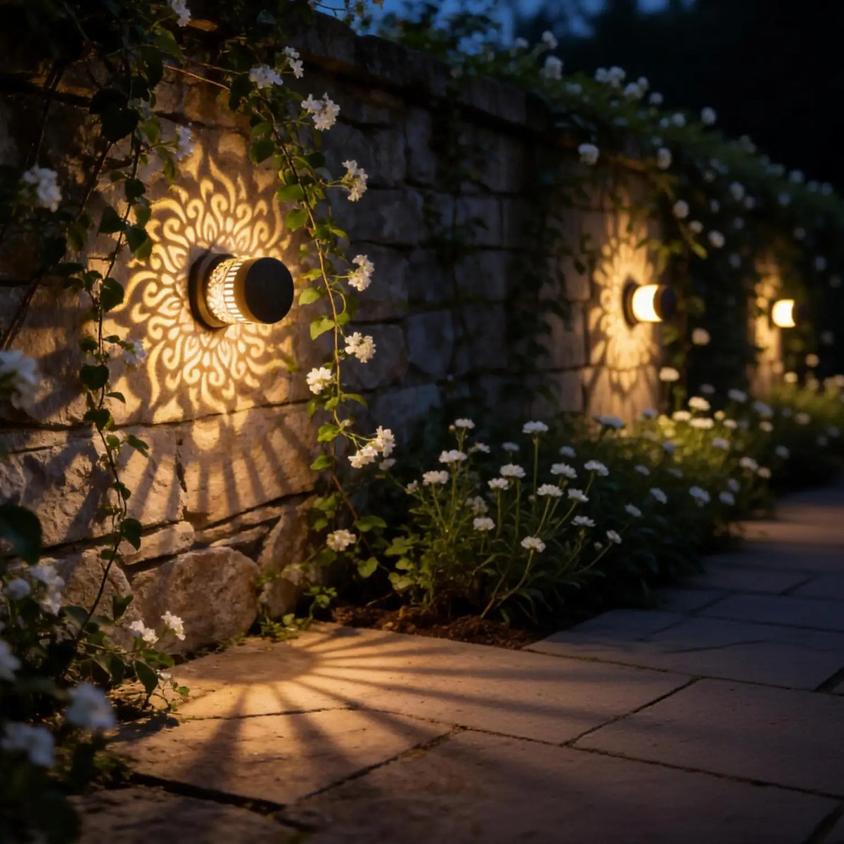 4 Pack Mandala Solar Wall Lights, IP65 Waterproof Outdoor Decorative Lights for Garden, Fence, Patio, Holiday Decoration