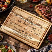 Our First Home - Personalized Engraved Cutting Board, Gift For Couple, Family, Our New Home Gift