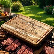 Our First Home - Personalized Engraved Cutting Board, Gift For Couple, Family, Our New Home Gift