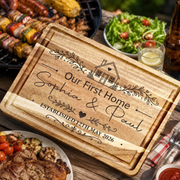 Our First Home - Personalized Engraved Cutting Board, Gift For Couple, Family, Our New Home Gift