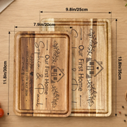Our First Home - Personalized Engraved Cutting Board, Gift For Couple, Family, Our New Home Gift