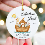 May God’s Love Guide You on Every Journey - Personalized Ceramic Ornament, Custom Baptism Keepsake, Religious Baby Gift, Gift From Godparents