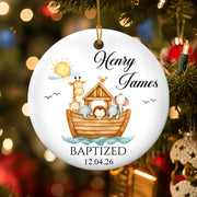 May God’s Love Guide You on Every Journey - Personalized Ceramic Ornament, Custom Baptism Keepsake, Religious Baby Gift, Gift From Godparents