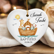 May God’s Love Guide You on Every Journey - Personalized Ceramic Ornament, Custom Baptism Keepsake, Religious Baby Gift, Gift From Godparents