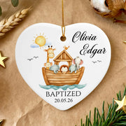 May God’s Love Guide You on Every Journey - Personalized Ceramic Ornament, Custom Baptism Keepsake, Religious Baby Gift, Gift From Godparents