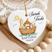 May God’s Love Guide You on Every Journey - Personalized Ceramic Ornament, Custom Baptism Keepsake, Religious Baby Gift, Gift From Godparents