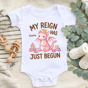 My Reign Has Just Begun - Personalized Baby Onesies, Cute Dragon Crown Bodysuit, Baby Shower Gift