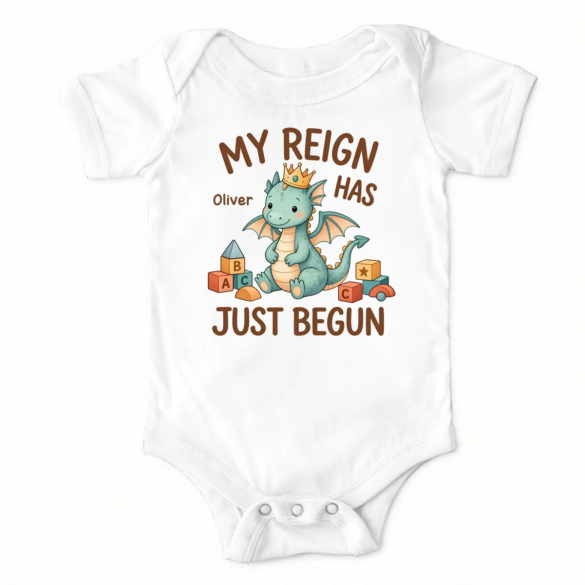 My Reign Has Just Begun - Personalized Baby Onesies, Cute Dragon Crown Bodysuit, Baby Shower Gift