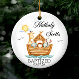 May God’s Love Guide You on Every Journey - Personalized Ceramic Ornament, Custom Baptism Keepsake, Religious Baby Gift, Gift From Godparents