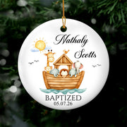 May God’s Love Guide You on Every Journey - Personalized Ceramic Ornament, Custom Baptism Keepsake, Religious Baby Gift, Gift From Godparents