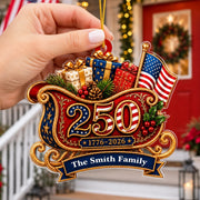 Family With 1776-2026 Patriotic - Personalized Ornament, 250th Christmas Tree Decor, USA 250th Anniversary Gift