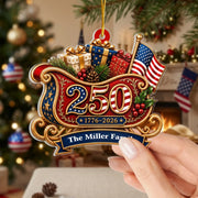 Family With 1776-2026 Patriotic - Personalized Ornament, 250th Christmas Tree Decor, USA 250th Anniversary Gift