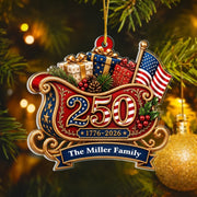 Family With 1776-2026 Patriotic - Personalized Ornament, 250th Christmas Tree Decor, USA 250th Anniversary Gift