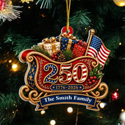 Family With 1776-2026 Patriotic - Personalized Ornament, 250th Christmas Tree Decor, USA 250th Anniversary Gift