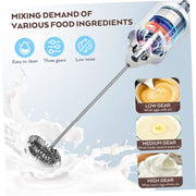 Cordless Rechargeable Handheld Milk Frother, Electric 3-Speed Wand with 3 Detachable Stainless Steel Whisks, Kitchen Mixer for Latte, Cappuccino, Matcha, Cordless Milk Frother