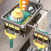 Kitchen Sink Faucet Sponge Holder – Space Aluminum, Rustproof, Fast-Drain, Hook Design