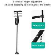 Aluminum alloy with LED light non-slip foldable walking stick