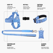 Piece Dog Walking Set – Harness, Collar, Bungee Leash & Poop Bag Dispenser ｜ Easy On & Off, Lightweight, Chafe-Free & No-Pull