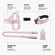 Piece Dog Walking Set – Harness, Collar, Bungee Leash & Poop Bag Dispenser ｜ Easy On & Off, Lightweight, Chafe-Free & No-Pull