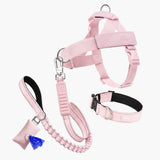 Piece Dog Walking Set – Harness, Collar, Bungee Leash & Poop Bag Dispenser ｜ Easy On & Off, Lightweight, Chafe-Free & No-Pull