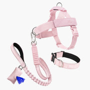 Piece Dog Walking Set – Harness, Collar, Bungee Leash & Poop Bag Dispenser ｜ Easy On & Off, Lightweight, Chafe-Free & No-Pull