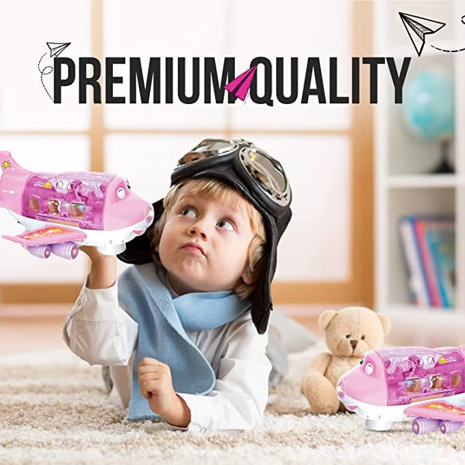 Kids Bump & Go Toy Airplane with LED Lights