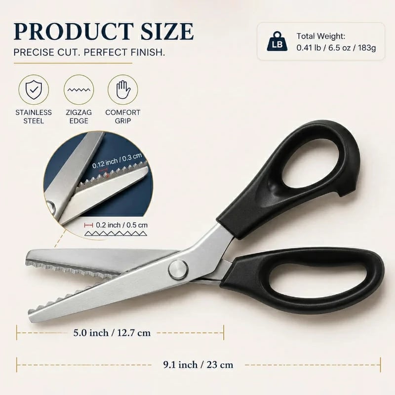 🏆Limited Time Sale 49% OFF 🧵✂️Stainless Steel Pinking Shears – 9.1 Zig Zag Fabric Scissors for Sewing. Quilting. Dressmaking & DIY Crafts