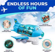 Kids Bump & Go Toy Airplane with LED Lights