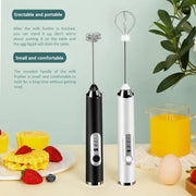 Cordless Rechargeable Handheld Milk Frother, Electric 3-Speed Wand with 3 Detachable Stainless Steel Whisks, Kitchen Mixer for Latte, Cappuccino, Matcha, Cordless Milk Frother