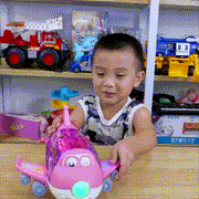 Kids Bump & Go Toy Airplane with LED Lights