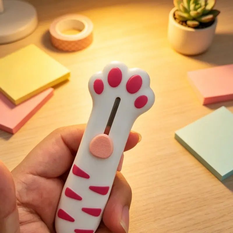 Cute Cat Claw Craft Knife, Creative Unboxing Tool, Stainless Steel Blade, Office Cutting Supply, Ideal for Home Office School, Perfect Gift, angel cat, black cat look, Open package, outie kitty cats, squishy cat