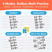 Math Teacher 4 in 1 Math Roller Stamp, Addition Subtraction Multiplication Practice Tool, Math Stamp Ink Roller for Kids Ages 5-9 1st 2nd 3rd Grade Classroom Homeschool Home Use, Math Gift for Kids, Summer Learning | GoldenEgg
