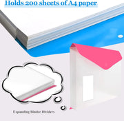 11-Hole Expandable Plastic Envelopes Binder Pockets (6/12 Pack) - 2/3/4 Ring Binder Folders with Snap Button, Label Loose-Leaf Transparent Document Pouches for Letter Size, School Supplies, Storage Organization, Office Accessories